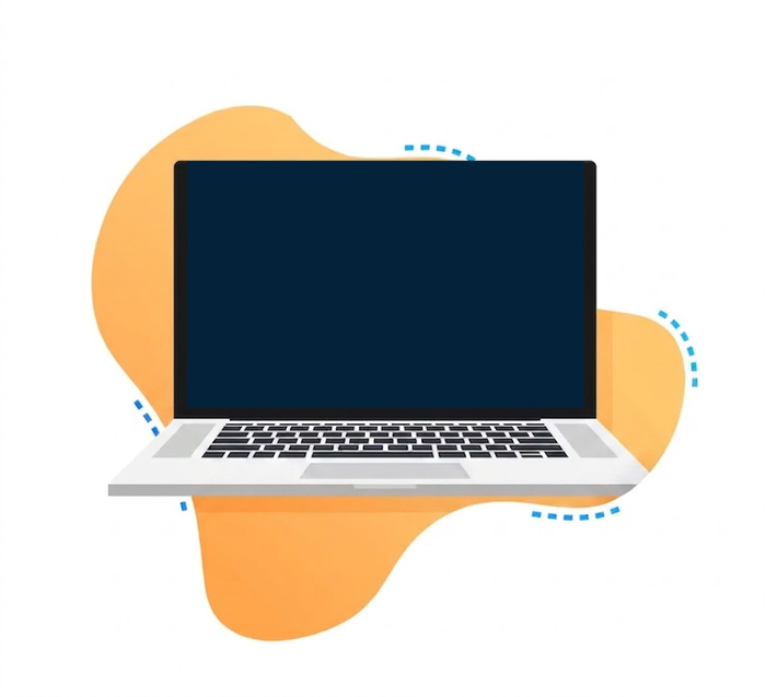 Illustration of a laptop with code on the screen